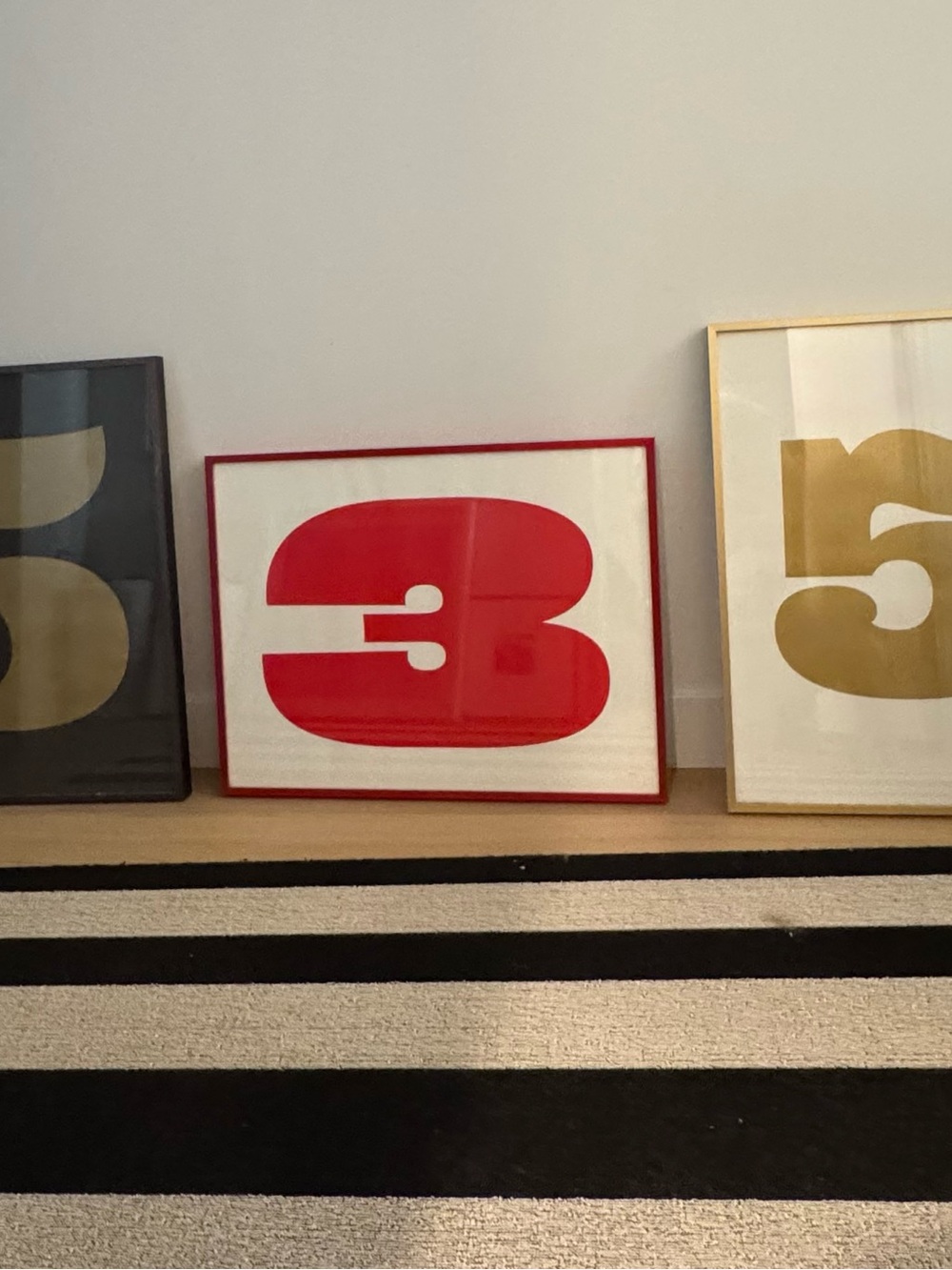 Black & Gold Number 5           Red Number 3  Gold &White Number5  Art Prints -